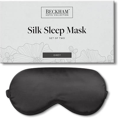 Beckham Hotel Collection Silk Sleep Mask - Pack of 2, 100% Mulberry Silk Sleeping Mask for Women and Men with Adjustable Strap - Blackout Eye Mask for Sleeping & Travel